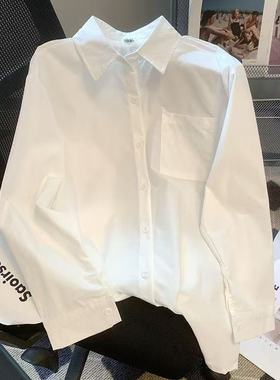 原创JK制服衬衫女长袖白色基础款春秋季款外穿内搭学院风宽松上衣