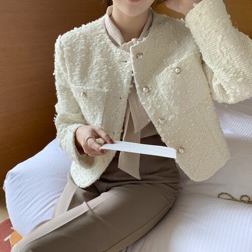 已出  韩版 小香风高级感气质粗花纺外套 女