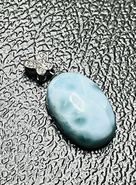 天然海纹石拉利玛吊坠 925银镶嵌 天然支持检查