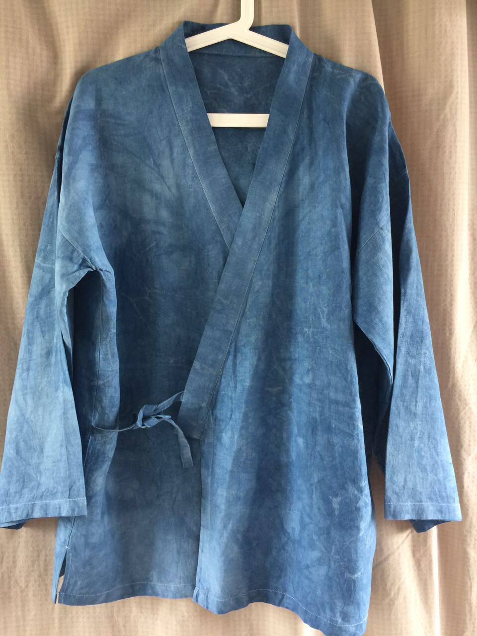蓝靛染色老板男女通穿交领上衣