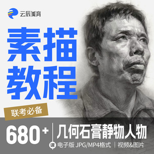 素描头像静物石膏像绘画教程｜张海霆临摹范画美术联考视频素材