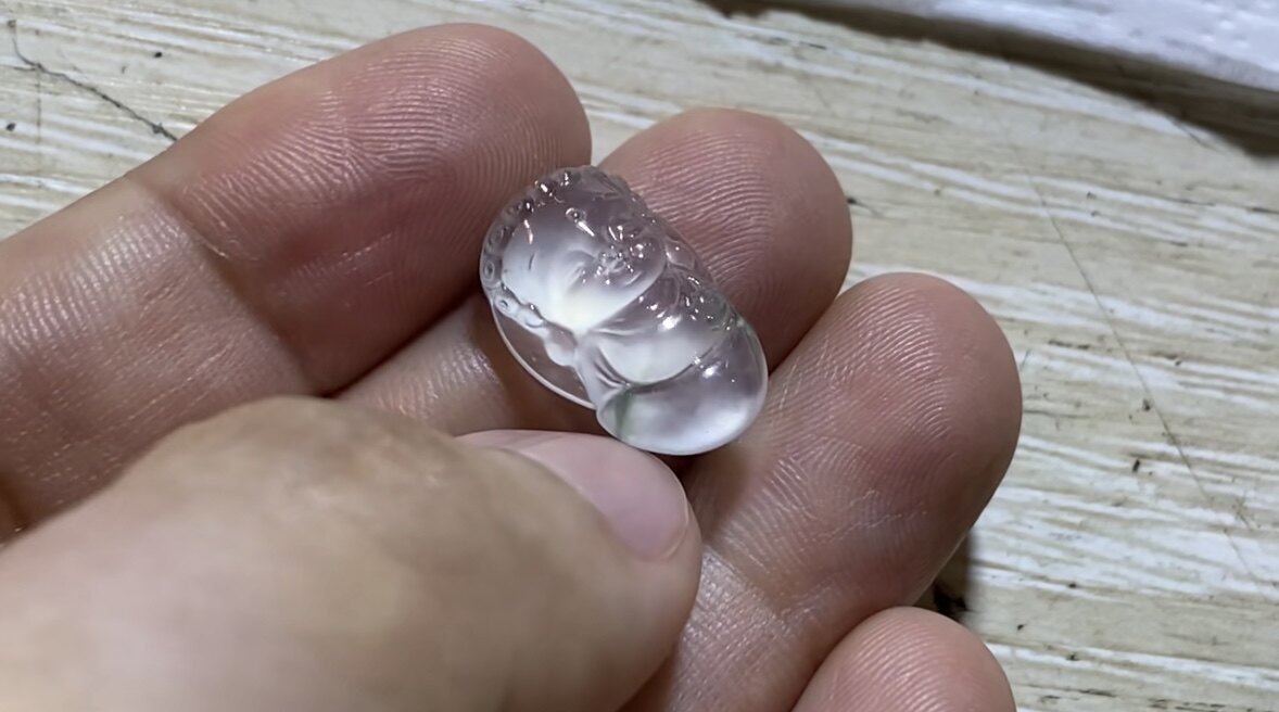 缅甸翡翠A货高冰玻璃种起刚宝宝佛裸石镶嵌件吊坠 16.3-10.8-5.3