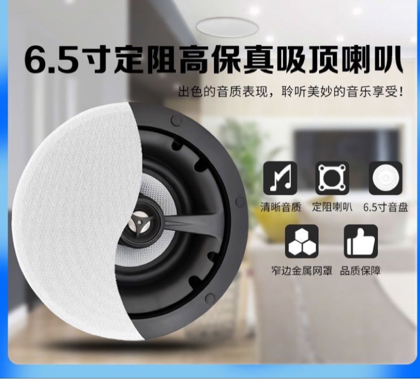 6.5吸顶喇叭音箱家庭背景音乐系统高保真同轴重低音出色音质