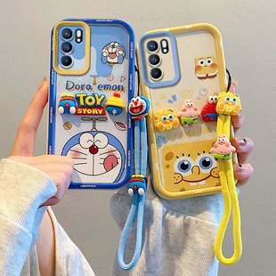 个性 A16S手机壳A54S硅胶软防摔全包边保护套 创意卡通贴公仔情侣 A16 适用OPPO