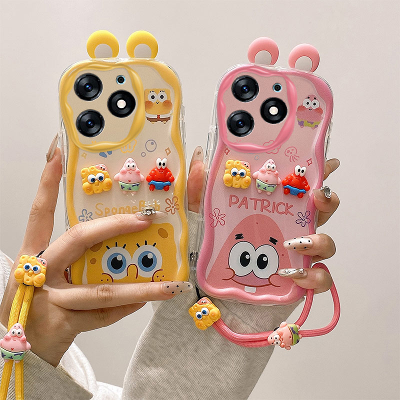 适用于Tecno Spark 10C手机壳 KI5K硅胶耳朵款奶油保护套 创意卡通贴公仔情侣