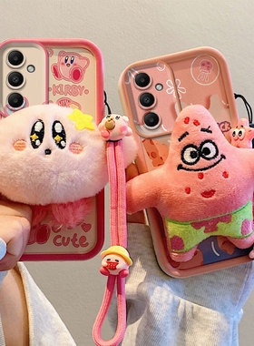 适用三星A16 A15 A14手机壳A12 A13 A04S M12 F12硅胶软防摔贴毛绒保护套 个性创意卡通情侣