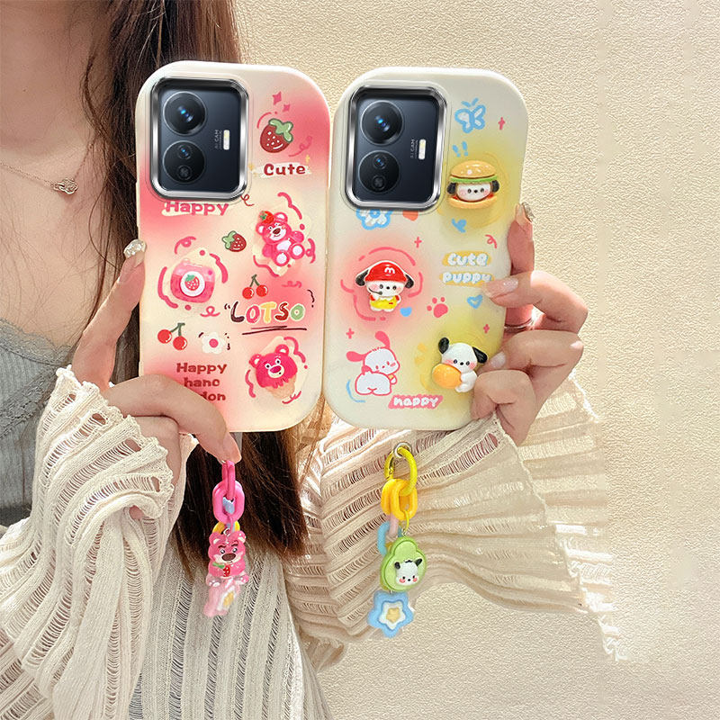 适用于vivo Y77e手机壳V2166BA 贴公仔可爱保护套 电镀边框TPU全包软壳