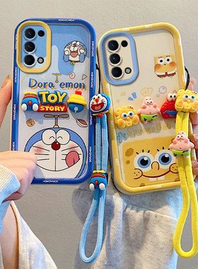 适用于OPPO Reno5 5G/Reno5K手机壳 Find X3 Lite硅胶软防摔全包边保护套 创意卡通贴公仔情侣