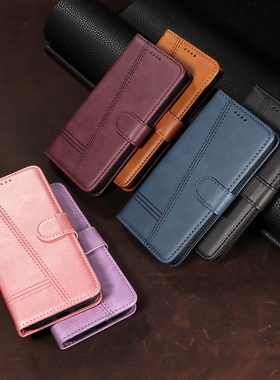 适用于三星J330 J530商务男士J5Prime J7Prime保护套J4 J6 2018翻盖手机壳J4Plus J6+皮套 防摔插卡 皮夹