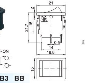 XW浙江创业电子--三位船型开关 XW-601FB3