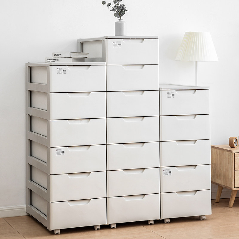 爱丽思IRIS加深收纳柜子抽屉式塑料宝宝衣柜玩具整理柜带滑轮柜子