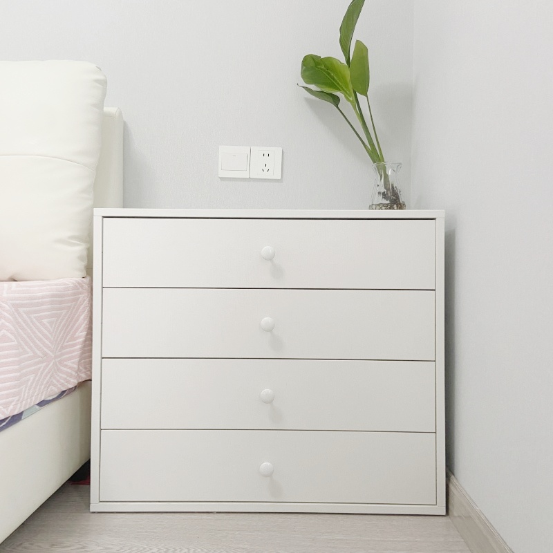 简约实木斗柜奶油风60高抽屉柜可定制加宽床头柜靠墙储物边柜收纳