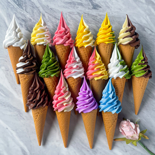 饰摆件 仿真冰淇淋模型塑料假冰激凌甜筒模具双拼色摆摊展示样品装