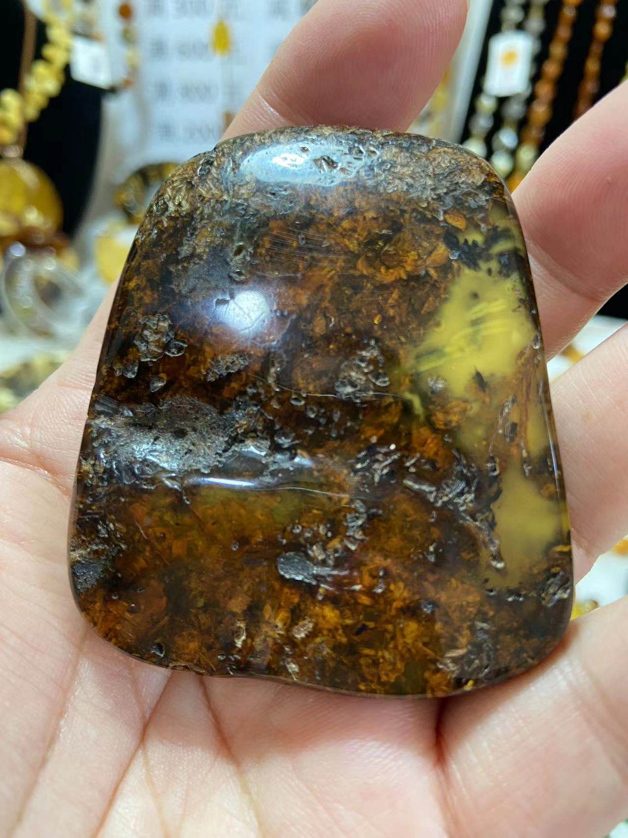 Россия俄罗斯天然琥珀蜜蜡欧款蜜蜡回流药珀大吊牌