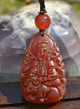 玉髓牛本命佛吊坠虚空藏菩萨
