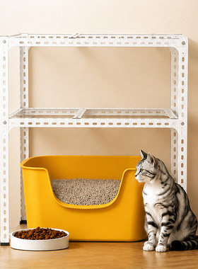 角钢猫笼子猫别墅下空式猫咪食堂猫砂盆上方置物架加厚多孔通用型