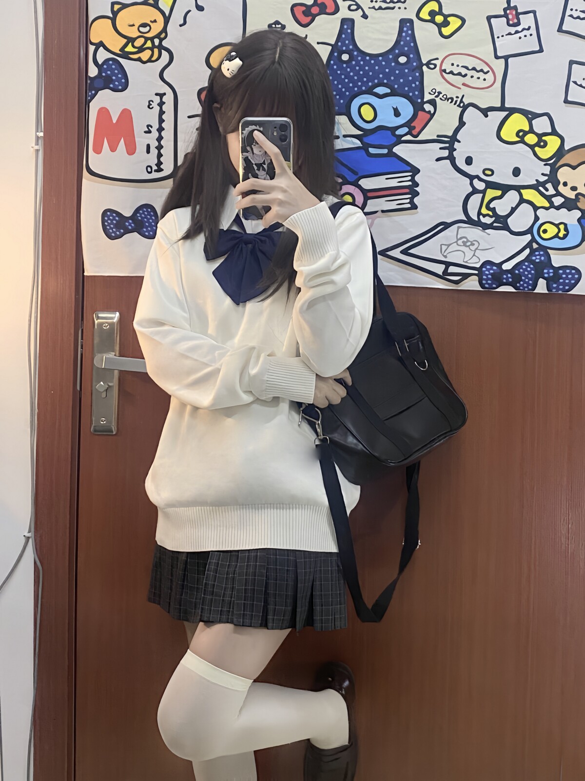 日系V领纯色套头毛衣百搭校供感jk校服女秋学院风纯棉长袖针织衫