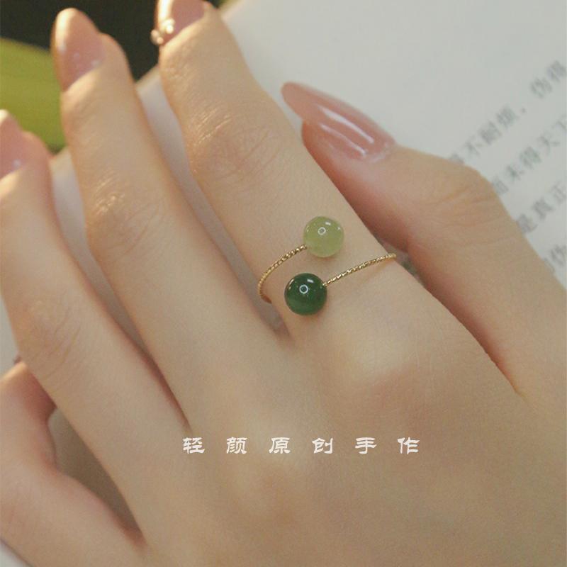 戒指和田玉开口可调节复古风女