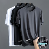 弹力速干衣运动短袖 宽松冰爽透气健身跑步大码 速干t恤男半袖 夏季