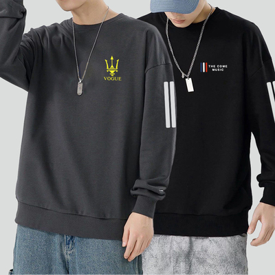 男士卫衣春秋新款圆领宽松加厚无帽套头上衣青年长袖男款外套百搭