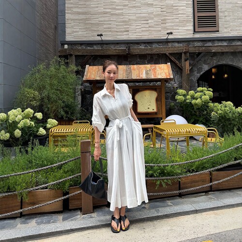 【设计师款】Sunday家韩国代购女轻奢2026夏轻薄防晒的长款连衣裙