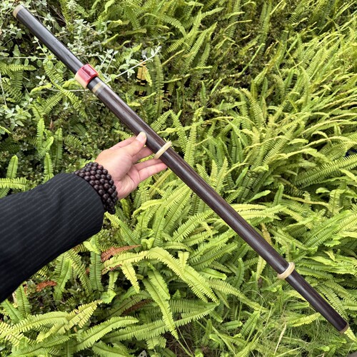 文玩细剑紫光檀羊角配件驼骨指板花纹钢收藏摆件未开刃