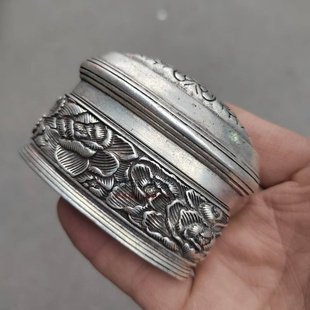 个性创意便携式铜烟丝盒 小号掌上小烟盒 雕刻花开富贵仿古送长辈