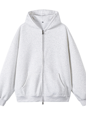 2W件华棉320g2026春款双拉链连帽开衫卫衣光板白底 WY602特P35