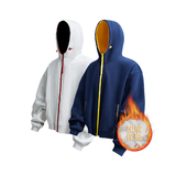 1万件华棉330g2025春款撞色加绒连帽开衫卫衣3DWY616-JR特P36，男装卫衣，电商A030-1