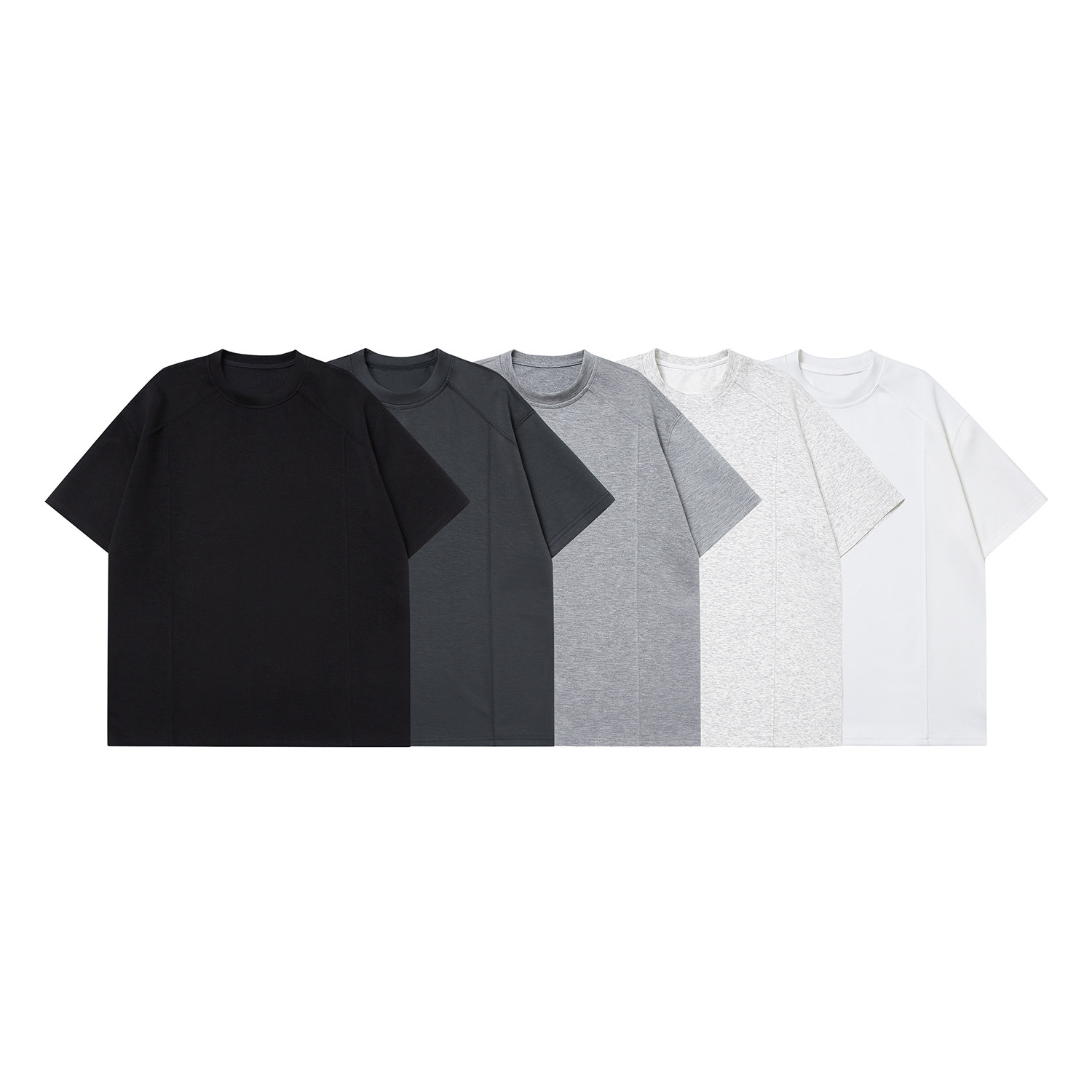 5千件曼巴棉250g2026春款解构拼接短袖t恤圆领T恤白底T2520特P14，男装T恤，电商A030-1