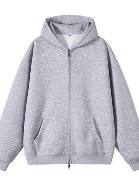 2W件华棉320g2026春款双拉链连帽开衫卫衣光板白底 WY602特P35