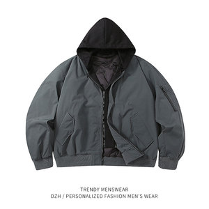 1K件 90鸭绒冬款男时尚百搭飞行员可拆帽羽绒服 白底 Y33999 P215图片
