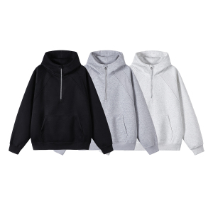 1万件华棉420g2026春款结构拼接螺纹连帽开衫卫衣3D WY606 P45，男装卫衣，电商A030-1