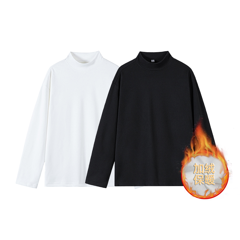 1W件+280g加绒款宽松基础长袖打底德绒长T白底T2601P16.5，男装T恤，电商A030-1