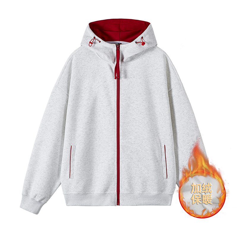 得物撞色设计2025秋季连帽开衫卫衣白底WY616-JRP52，男装卫衣，电商A030-1