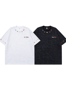 8千件曼巴棉280g2026春款圆领刺绣短袖t恤男潮牌白底 T2608 P22