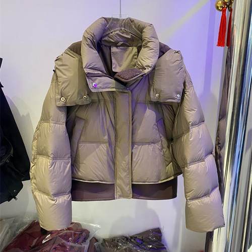 韩版连帽短款羽绒服女2024年冬装