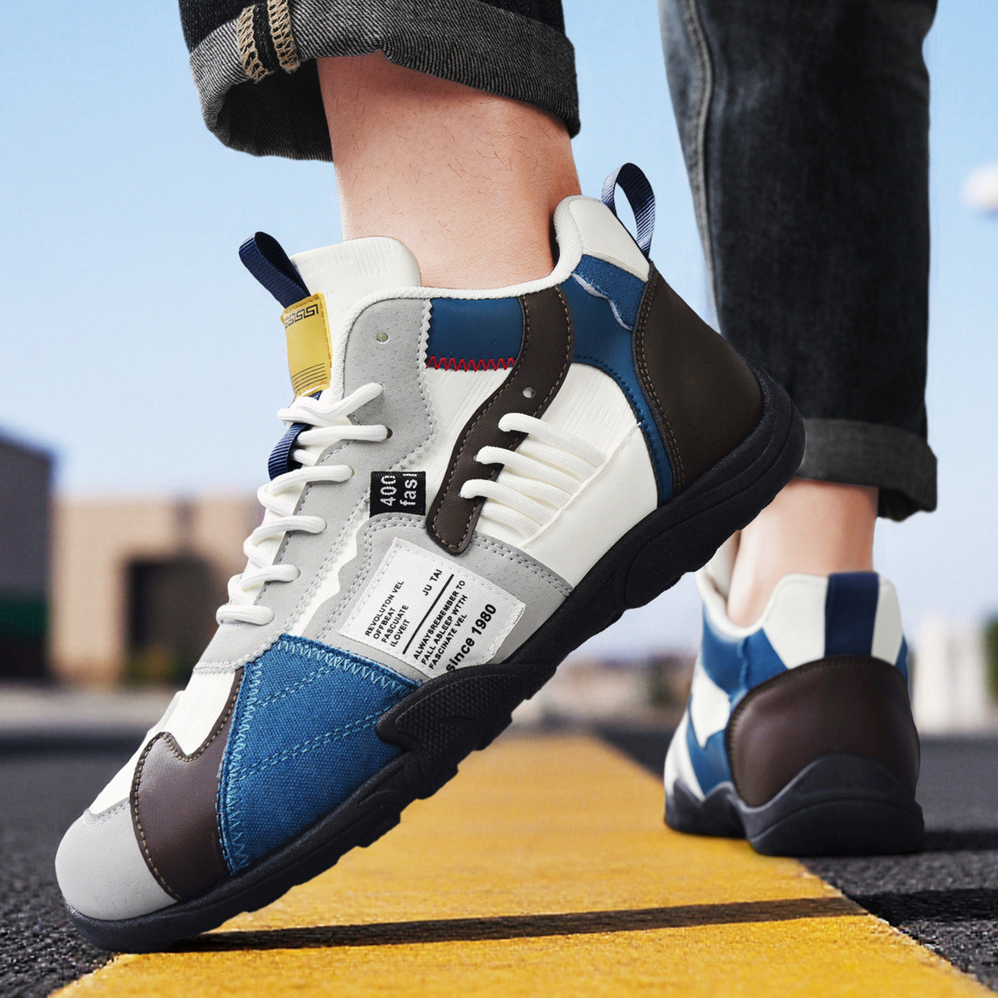 德训鞋男四季轻便阿甘鞋运动跑步休闲防滑软底高帮鞋