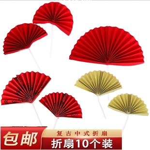 中国风红色半圆折扇新中式古风扇子硅胶模具梅花寿字亚克力插牌