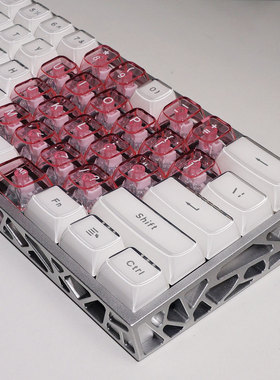 xvx水晶果冻OEM爱心正刻心情键帽冰晶双拼耐磨适配wooting60