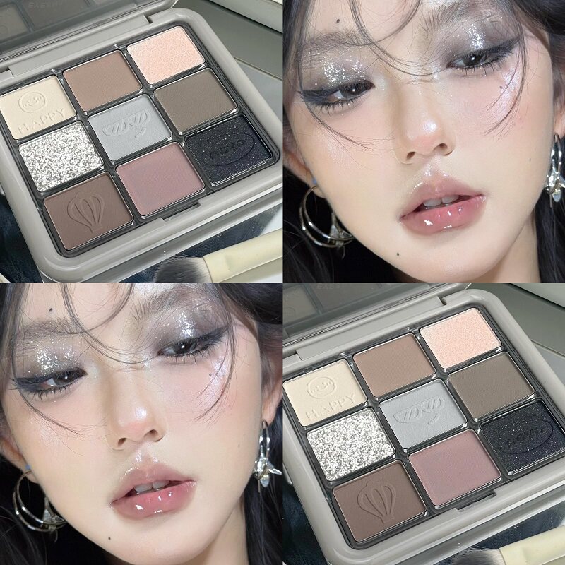 清冷灰粉小烟熏妆眼影盘