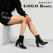 粗跟7.8厘米 超值 秋冬短靴 时尚 尖头纯色漆皮 现货 特卖25元