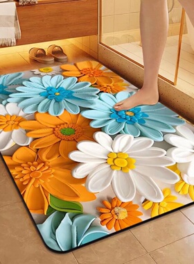 浴室地垫硅藻泥软垫卫生间门口吸水垫厨房卫浴厕所地毯防滑速干垫