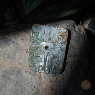 千年古珠西周时期和田青玉兽面纹玉佩保真开门包老高古珠玉吊坠