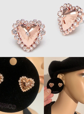 澳大利亚新款玫瑰金心形耳钉镶钻耳环耳坠时尚轻奢品牌饰品耳钉