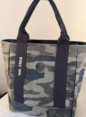 航海风格厚帆布单肩手提袋迷彩高款迷彩方形青年大容量背包