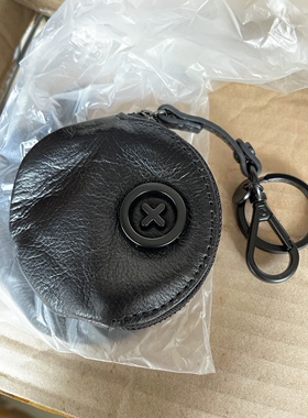 黑色圆形真皮钥匙包小零钱包