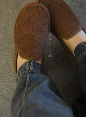 男女同款 青囍细工 檀染汉麻植物染 一针一线纯手工千层纳底布鞋