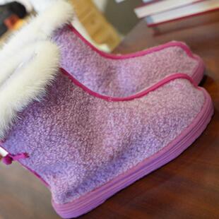 答谢款 冬日紫意温暖眼眸 青囍重工 纯手工千层纳底女士柔软布鞋