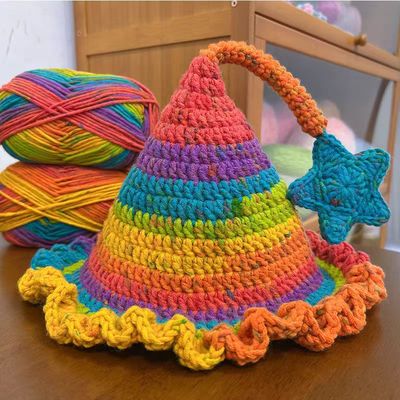 精灵帽手编8股段染线diy手工编织钩针围巾帽子包包衣服毛线团